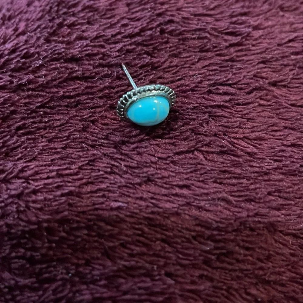 💞 Baby Girl post earrings Turquoise and antique silver/Lead complaint Never worn